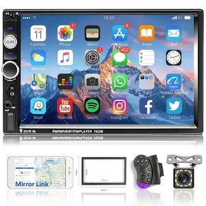 Double Din Car Stereo 7-Inch Touch Screen Car Radio with Bluetooth Indash 2 Din Car Audio Head Unit Support Mirror Link for Android/iOS USB TF AUX FM MP5 Multimedia Player + Backup Camera Double Din Car Stereo 7-Inch Touch Screen Car Radio with Bluetooth Indash 2 Din Car Audio Head Unit Support Mirror Link for Android/iOS USB TF AUX FM MP5 Multimedia Player + Backup Camera
