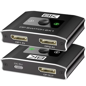 Displayport Switch 2-in-1-out, 8K@60Hz, 4K@120Hz, Resolution DP 1.4 DisplayPort Switcher Selector Box, DSC Support, Display Port Switcher Compatible with Computers, Laptop, DesktopMonitorTV Displayport Switch 2-in-1-out, 8K@60Hz, 4K@120Hz, Resolution DP 1.4 DisplayPort Switcher Selector Box, DSC Support, Display Port Switcher Compatible with Computers, Laptop, DesktopMonitorTV