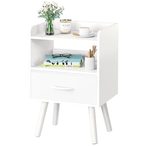 Modern Nightstand with Drawer, Bedside Tables, Mid Century Nightstands with Open Storage Shelf, Wood Bedside Table, Small Night Stands for Bedrooms, 2-Tier Night Table Modern Nightstand with Drawer, Bedside Tables, Mid Century Nightstands with Open Storage Shelf, Wood Bedside Table, Small Night Stands for Bedrooms, 2-Tier Night Table