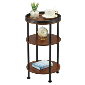 Small Round Side Table for Small Spaces, 3-Tier Round Accent Table Slim Side Table, Modern Sofa End Table Corner Table for Living Room Bedroom Nightstand (Classic, Cherry) Small Round Side Table for Small Spaces, 3-Tier Round Accent Table Slim Side Table, Modern Sofa End Table Corner Table for Living Room Bedroom Nightstand (Classic, Cherry)