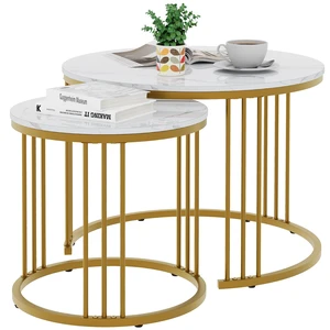 4 you Coffee Table Faux Marble Nesting Table for Small Place 2 Sets Modern Furniture Living Room Sets End Side Table Night Stand for Bed Room Dining Room (White & Gold) 4 you Coffee Table Faux Marble Nesting Table for Small Place 2 Sets Modern Furniture Living Room Sets End Side Table Night Stand for Bed Room Dining Room (White & Gold)