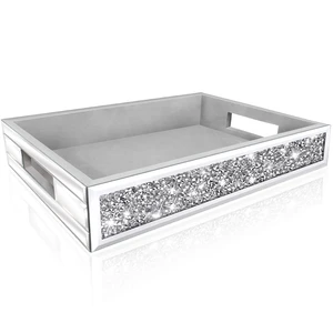Mirror Perfume Tray fits Dresser Bedroom,Crushed Diamond Bathroom Tray with Handles,Vanity Tray,Decorative Serving Tray for Coffee Table Decor(14x 10x 2.5) Mirror Perfume Tray fits Dresser Bedroom,Crushed Diamond Bathroom Tray with Handles,Vanity Tray,Decorative Serving Tray for Coffee Table Decor(14x 10x 2.5)