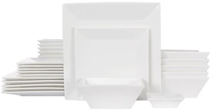 Porcelain 24-piece Dinnerware Set for 6, Square Plates and Bowls Porcelain 24-piece Dinnerware Set for 6, Square Plates and Bowls