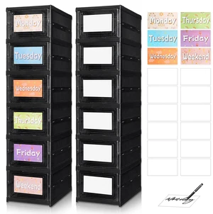 6 Shelf Weekly Clothes Organizer for Kids, Foldable Days of the Week Clothes Organizer with 18 Labels, Monday Through Weekend Essential Stuff Shoe Organizer, Kid Habit & Creativity Training 6 Shelf Weekly Clothes Organizer for Kids, Foldable Days of the Week Clothes Organizer with 18 Labels, Monday Through Weekend Essential Stuff Shoe Organizer, Kid Habit & Creativity Training