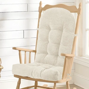 Chair Cushion - Soft Chenille Fabric Seat Pad with Tufted Design, Non-Slip Bottom and Secure Ties, for Glider, Adirondack and Indoor Rocker Chair, 44x19x4 Inch, Oyster White Chair Cushion - Soft Chenille Fabric Seat Pad with Tufted Design, Non-Slip Bottom and Secure Ties, for Glider, Adirondack and Indoor Rocker Chair, 44x19x4 Inch, Oyster White