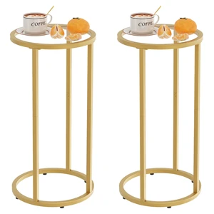 Paws C Table Side End Table,Glass Couch Side Tables for Living Room, Round Sofa End Table with Metal Frame, Small Snack Table for Bedroom, Small Spaces, Easy Assembly (Gold,2pcs) Paws C Table Side End Table,Glass Couch Side Tables for Living Room, Round Sofa End Table with Metal Frame, Small Snack Table for Bedroom, Small Spaces, Easy Assembly (Gold,2pcs)