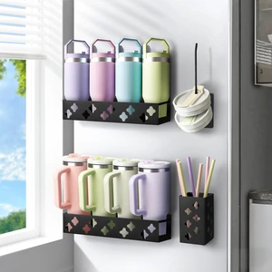 Water Bottle Organizer for Fridge, Magnetic Cup Holder for Stanley 30 40 Oz with Tumbler Lid & Straw Organizer, 8 Tumblers Kitchen Storage Rack for Stanley Cup Accessories, Space-Saving Water Bottle Organizer for Fridge, Magnetic Cup Holder for Stanley 30 40 Oz with Tumbler Lid & Straw Organizer, 8 Tumblers Kitchen Storage Rack for Stanley Cup Accessories, Space-Saving