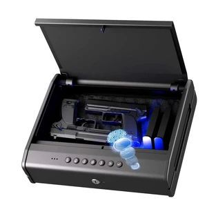 Biometric Gun Safe, Fits 2-4 Guns, Raised Backlit Keypad & Key
With Fingerprint, Interior Light&Emergency Power Port&Voice Guide&Mute Mode &Cable For Home/Nightstand/Car, Nice Gift Biometric Gun Safe, Fits 2-4 Guns, Raised Backlit Keypad & Key
With Fingerprint, Interior Light&Emergency Power Port&Voice Guide&Mute Mode &Cable For Home/Nightstand/Car, Nice Gift