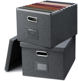 Bins With Lids Office Organization File Folder Organizer Boxes
Dark Gray, 2 Pack, 15.1" * 12.2" * 10.04", Built-In Handle, Collapsible, Stackable, Dustproof, Linen Fabric, Cardboards Bins With Lids Office Organization File Folder Organizer Boxes
Dark Gray, 2 Pack, 15.1" * 12.2" * 10.04", Built-In Handle, Collapsible, Stackable, Dustproof, Linen Fabric, Cardboards
