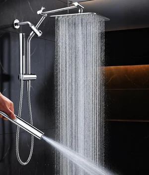 Veken All Metal 10"Luxurious Rain Shower Head with Handheld Spary,Power Jet Veken All Metal 10"Luxurious Rain Shower Head with Handheld Spary,Power Jet