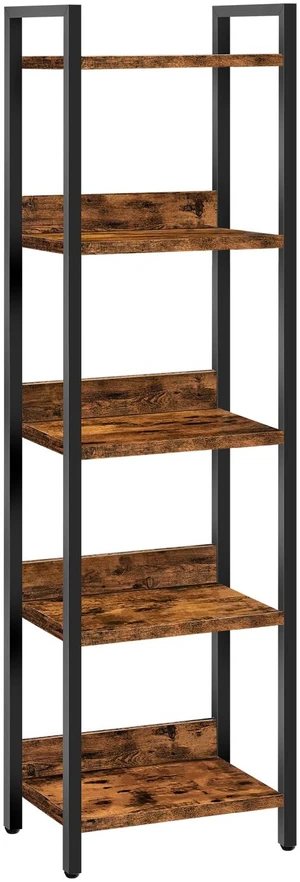 Bookshelf, 5-Tier Bookcase, Standing Book Shelf for Small Space, Storage Shelf Organizer, for Living Room, Bedroom, Study, Balcony, Rustic Brown and Black BKHR5501 Bookshelf, 5-Tier Bookcase, Standing Book Shelf for Small Space, Storage Shelf Organizer, for Living Room, Bedroom, Study, Balcony, Rustic Brown and Black BKHR5501