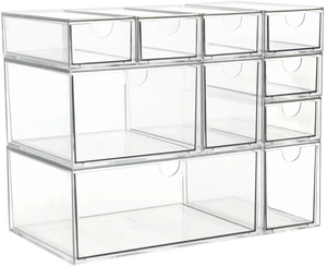 Acrylic Makeup Organizer, 10 Drawers Clear Storage Organizer Desktop Stackable Storage Drawers, Plastic Organizer Bins for Makeup, Stationery, Cosmetics, Vanity, Bathroom,Cabinet,Pantry Office Desk Acrylic Makeup Organizer, 10 Drawers Clear Storage Organizer Desktop Stackable Storage Drawers, Plastic Organizer Bins for Makeup, Stationery, Cosmetics, Vanity, Bathroom,Cabinet,Pantry Office Desk