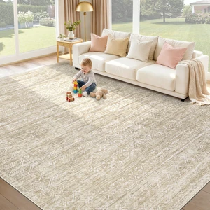 Washable Rug 8x10 Area Rugs: Modern Geometric Rugs for Living Room Non Slip Soft Low Pile Moroccan Indoor Carpet for Bedroom Nursery Dining Room Home Office Children's Room (Beige, 8'x10') Washable Rug 8x10 Area Rugs: Modern Geometric Rugs for Living Room Non Slip Soft Low Pile Moroccan Indoor Carpet for Bedroom Nursery Dining Room Home Office Children's Room (Beige, 8'x10')