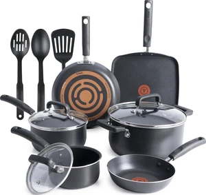 T-Fal Signature Nonstick Pots and Pans Set 12 Piece, Oven Broiler Safe 350F, Kitchen Cookware Set w/Fry Pans, Saucepans, Saute Pan, Dutch Oven, Griddle, Kitchen, Home, Dishwasher Safe, Black T-Fal Signature Nonstick Pots and Pans Set 12 Piece, Oven Broiler Safe 350F, Kitchen Cookware Set w/Fry Pans, Saucepans, Saute Pan, Dutch Oven, Griddle, Kitchen, Home, Dishwasher Safe, Black