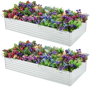 2 Pack 4x2x1FT Galvanized Raised Garden Beds Kit Outdoor Metal Gardening Planter Box for Vegetable Elevated Flower Herbs,Silver 2 Pack 4x2x1FT Galvanized Raised Garden Beds Kit Outdoor Metal Gardening Planter Box for Vegetable Elevated Flower Herbs,Silver