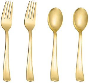 100PCS Gold Plastic Forks and Spoons, Heavy Duty Disposable Silverware 50 Forks, 50 Spoons, Elegant Cutlery & Utensils, BPA-Free, for Catering, Party, Dinner, Wedding & Daily Use 100PCS Gold Plastic Forks and Spoons, Heavy Duty Disposable Silverware 50 Forks, 50 Spoons, Elegant Cutlery & Utensils, BPA-Free, for Catering, Party, Dinner, Wedding & Daily Use