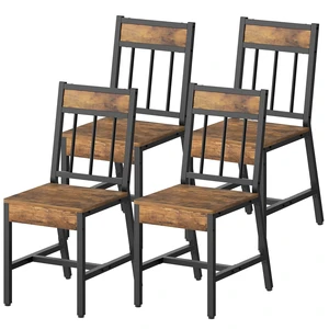 Dining Chairs Set of 4, Industrial Kitchen Chairs with Metal Frame, Slanted Back, Wooden Dining Chair Set, for Kitchen, Living Room, Rustic Brown and Black CY03L4BR Dining Chairs Set of 4, Industrial Kitchen Chairs with Metal Frame, Slanted Back, Wooden Dining Chair Set, for Kitchen, Living Room, Rustic Brown and Black CY03L4BR