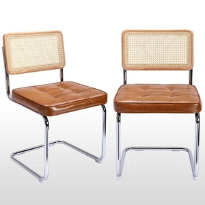 Natural Rattan Dining Chairs Set of 2, Modern Cesca Kitchen Chair
Mid Century Modern Dining Chairs with Solid Wood Back & Cane Mesh, Upholstered Faux Leather Chairs with Chrome Base, Brown Natural Rattan Dining Chairs Set of 2, Modern Cesca Kitchen Chair
Mid Century Modern Dining Chairs with Solid Wood Back & Cane Mesh, Upholstered Faux Leather Chairs with Chrome Base, Brown