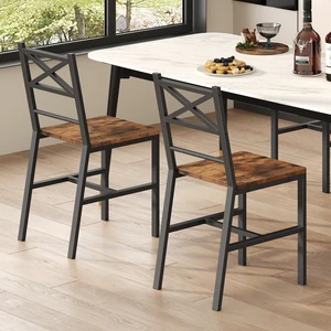 Dining Chair Set of 2, Rustic Wooden Kitchen Chairs with Backrest, Farmhouse Dining Chairs for Kitchen, Industrial Style Chair with Metal Frame, Easy Assembly, Rustic Brown TBHR1001 Dining Chair Set of 2, Rustic Wooden Kitchen Chairs with Backrest, Farmhouse Dining Chairs for Kitchen, Industrial Style Chair with Metal Frame, Easy Assembly, Rustic Brown TBHR1001