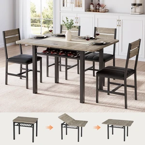 Extendable Dining Table Set for 4 with Shelf Rack&4 PU Leather Chairs Grey
Space-Saving, Upholstered, Metal Frame & MDF Board, Rectangular 5-Piece Dinner Table Set for Apartment Kitchen & Family Meals Extendable Dining Table Set for 4 with Shelf Rack&4 PU Leather Chairs Grey
Space-Saving, Upholstered, Metal Frame & MDF Board, Rectangular 5-Piece Dinner Table Set for Apartment Kitchen & Family Meals
