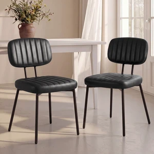 Dining Chairs Set of 2, Mid Century Modern Kitchen Chairs, Black
Faux Leather Cushion Seat, Metal Legs Backrest, Living Room Home Office Bedroom Dining Chairs Set of 2, Mid Century Modern Kitchen Chairs, Black
Faux Leather Cushion Seat, Metal Legs Backrest, Living Room Home Office Bedroom