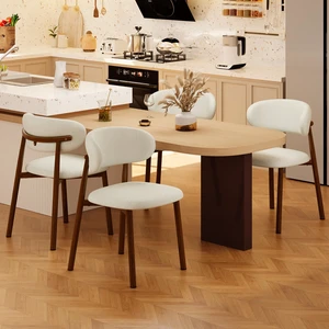 Dining Chairs Set of 4 Modern Soft Linen Farmhouse Dining Room Chair with Metal Legs, Beige/Walnut Dining Chairs Set of 4 Modern Soft Linen Farmhouse Dining Room Chair with Metal Legs, Beige/Walnut
