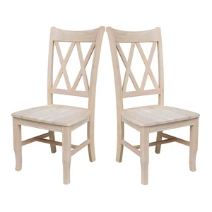 et of 2 Double X-Back Dining Chairs, Armless, Real Wood, Kitchen/Dining/Accent, 19.9"W x 22"D x 41.3"H, 225 Lbs Wt. Capacity, DIY, Paint/Stain In Any Color, Unfinished et of 2 Double X-Back Dining Chairs, Armless, Real Wood, Kitchen/Dining/Accent, 19.9"W x 22"D x 41.3"H, 225 Lbs Wt. Capacity, DIY, Paint/Stain In Any Color, Unfinished