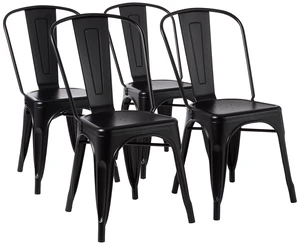 Basics Metal Dining Chairs, Easy to Assemble, Indoor/Outdoor, Stackable, Matte Black, 4-Pack Basics Metal Dining Chairs, Easy to Assemble, Indoor/Outdoor, Stackable, Matte Black, 4-Pack