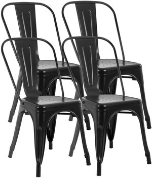 Metal Dining Chairs | Set of 4, Black | 330lbs Load
Stackable Tolix Side Chairs with Backrest | Non-Slip Feet | Indoor/Outdoor Use | Ideal for Kitchen & Restaurants Metal Dining Chairs | Set of 4, Black | 330lbs Load
Stackable Tolix Side Chairs with Backrest | Non-Slip Feet | Indoor/Outdoor Use | Ideal for Kitchen & Restaurants