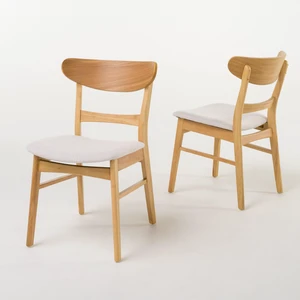 Knight Home Idalia Dining Chairs, 2-Pcs Set, Light Beige / Oak Finish Knight Home Idalia Dining Chairs, 2-Pcs Set, Light Beige / Oak Finish