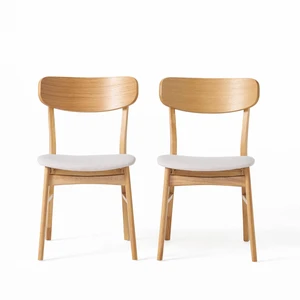 Home Lucious Fabric / Oak Finish Dining Chairs, 2-Pcs Set, Light Beige Home Lucious Fabric / Oak Finish Dining Chairs, 2-Pcs Set, Light Beige