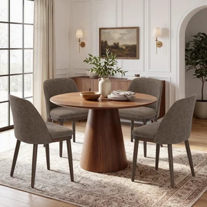 Upholstered Dining Chairs Set of 4, Modern Dining Room Chairs, PU Leather Kitchen Chairs with Wood Legs, Dark Brown Upholstered Dining Chairs Set of 4, Modern Dining Room Chairs, PU Leather Kitchen Chairs with Wood Legs, Dark Brown
