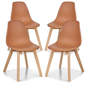 Dining Chairs Set of 4, Mid-Century Modern Kitchen & Dining Room Chairs, Molded Plastic Seat & Back, Solid Wood Legs, Armless, Non-Slip Feet, Orange Dining Chairs Set of 4, Mid-Century Modern Kitchen & Dining Room Chairs, Molded Plastic Seat & Back, Solid Wood Legs, Armless, Non-Slip Feet, Orange