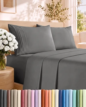Size 4 Piece Sheet Set - Comfy Breathable & Cooling Sheets - Dark Grey
Hotel Luxury Bed Sheets for Women & Men, Deep Pockets, Easy-Fit, Extra Soft and Wrinkle Free Sheets, Oeko-Tex Bed Sheet Set Size 4 Piece Sheet Set - Comfy Breathable & Cooling Sheets - Dark Grey
Hotel Luxury Bed Sheets for Women & Men, Deep Pockets, Easy-Fit, Extra Soft and Wrinkle Free Sheets, Oeko-Tex Bed Sheet Set