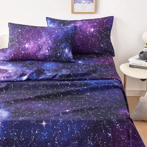 Wake In Cloud - Constellation Bed Sheets, 4-Piece Sheet Set, Celestial Space Witchy Star Galaxy Astrology Bedding, Deep Pocket, Indigo Purple, Queen Size Wake In Cloud - Constellation Bed Sheets, 4-Piece Sheet Set, Celestial Space Witchy Star Galaxy Astrology Bedding, Deep Pocket, Indigo Purple, Queen Size