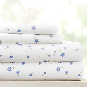 Double-Brushed Patterned Microfiber Full Sheet Set 4 Piece Oeko-TEX Certified Ultra Soft & Wrinkle-Free - 16" Deep Pocket Sheets - Easy Care Full Size - Soft Floral Light Blue Double-Brushed Patterned Microfiber Full Sheet Set 4 Piece Oeko-TEX Certified Ultra Soft & Wrinkle-Free - 16" Deep Pocket Sheets - Easy Care Full Size - Soft Floral Light Blue