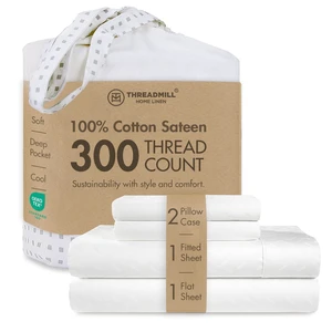 300 Thread Count Cotton Queen Sheet Set, Sateen, Jacquard, White
100% Cotton, Sateen Weave, Jacquard Pattern, 4-Piece Set, 16" Deep Pocket, Cooling, OEKO-TEX Certified, Machine Washable 300 Thread Count Cotton Queen Sheet Set, Sateen, Jacquard, White
100% Cotton, Sateen Weave, Jacquard Pattern, 4-Piece Set, 16" Deep Pocket, Cooling, OEKO-TEX Certified, Machine Washable
