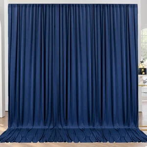 10ft x 10ft Wrinkle Free Navy Blue Backdrop Curtains Panels, 2 Panels 5x10ft Silky Polyester Photo Backdrop Drapes for Birthday Wedding Party Graduation Photography Background 10ft x 10ft Wrinkle Free Navy Blue Backdrop Curtains Panels, 2 Panels 5x10ft Silky Polyester Photo Backdrop Drapes for Birthday Wedding Party Graduation Photography Background