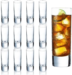 Clear Heavy Base Shot Glasses 12 Pack, 2 oz Tall Glass Set for Whiskey, Tequila, Vodka Clear Heavy Base Shot Glasses 12 Pack, 2 oz Tall Glass Set for Whiskey, Tequila, Vodka