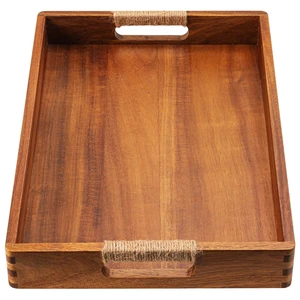16.5 x 12 Inches Acacia Wood Serving Tray, Large Wooden Food Trays with Handles, Coffee Table Tray for Ottoman, Charcuterie, Parties, Eating, Snack, Decor, Outdoor Kitchen Counter Bandeja De Madera 16.5 x 12 Inches Acacia Wood Serving Tray, Large Wooden Food Trays with Handles, Coffee Table Tray for Ottoman, Charcuterie, Parties, Eating, Snack, Decor, Outdoor Kitchen Counter Bandeja De Madera
