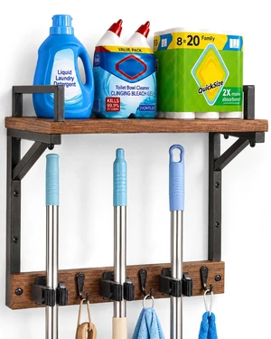 Broom Holder Wall Mount with Cleaning Supplies Storage, Heavy Duty
3 in 1 Broom and Mop Organizer Wall Hanging, Wooden Mop Organizer Hanger, Storage Shelves for Laundry Room, Garage Broom Holder Wall Mount with Cleaning Supplies Storage, Heavy Duty
3 in 1 Broom and Mop Organizer Wall Hanging, Wooden Mop Organizer Hanger, Storage Shelves for Laundry Room, Garage