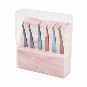 Holder Shelf, Dust-proof Tweezer Stand, 6-Hole Acrylic Display Stand, Storage Rack Eyelash Extension Tweezers Box with Dust Cover for Salon (Pink Marble) Holder Shelf, Dust-proof Tweezer Stand, 6-Hole Acrylic Display Stand, Storage Rack Eyelash Extension Tweezers Box with Dust Cover for Salon (Pink Marble)
