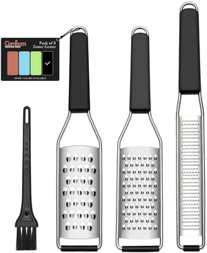 Lemon Zester Grater Three-piece Suit - Heavy Duty Kitchen Tool for Parmesan Cheese, Ginger, Garlic, Nutmeg, Chocolate, Vegetables,Fruits,Stainless Steel Grater Dishwasher Safe Black Lemon Zester Grater Three-piece Suit - Heavy Duty Kitchen Tool for Parmesan Cheese, Ginger, Garlic, Nutmeg, Chocolate, Vegetables,Fruits,Stainless Steel Grater Dishwasher Safe Black