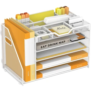 5 Tier Paper Letter Tray Desk Organizer with Pen Holders - White
Features 3 pen holders and 4 removable dividers.Versatile mesh desktop storage for mail, document,office supplie 5 Tier Paper Letter Tray Desk Organizer with Pen Holders - White
Features 3 pen holders and 4 removable dividers.Versatile mesh desktop storage for mail, document,office supplie