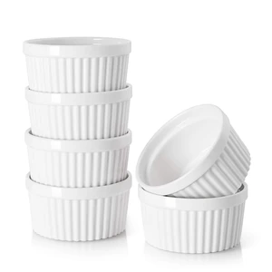 4 oz Ceramic Ramekins Set of 6, Oven Safe Souffle Dishes for Air Fryer Baking, Mini Round Baking Cups for Creme Brulee, Dipping Sauces, Desserts and Prep Bowls, White 4 oz Ceramic Ramekins Set of 6, Oven Safe Souffle Dishes for Air Fryer Baking, Mini Round Baking Cups for Creme Brulee, Dipping Sauces, Desserts and Prep Bowls, White