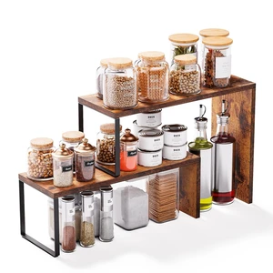 Countertop Organizer, Spice Rack Cabinet Organizer Shelf Stackable Counter Corner Shelves Organization and Storage for Pantry, Counter top, Coffee Station Wood Rustic Brown Countertop Organizer, Spice Rack Cabinet Organizer Shelf Stackable Counter Corner Shelves Organization and Storage for Pantry, Counter top, Coffee Station Wood Rustic Brown