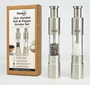 Salt and Pepper Grinder Set, Adjustable Coarseness Stainless Steel Pepper Mills, Refillable Salt Pepper Shakers for Home Kitchen Camping, No Battery Required Salt and Pepper Grinder Set, Adjustable Coarseness Stainless Steel Pepper Mills, Refillable Salt Pepper Shakers for Home Kitchen Camping, No Battery Required