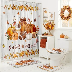 4pcs Fall Shower Curtain Set Autumn Pumpkin Bathroom Decor Set 72 X 72 Inch
with Non-Slip Washable Bath Rugs, Toilet Lid Cover Fall Bathroom Decor Accessory Set 4pcs Fall Shower Curtain Set Autumn Pumpkin Bathroom Decor Set 72 X 72 Inch
with Non-Slip Washable Bath Rugs, Toilet Lid Cover Fall Bathroom Decor Accessory Set