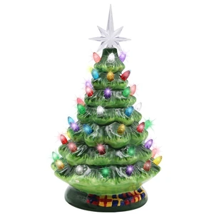 10" Ceramic Christmas Tree, Tabletop Christmas Tree Lights Decorations with 54 Multicolored Lights and 7 Point Star Topper for Christmas Table Decorations, Green 10" Ceramic Christmas Tree, Tabletop Christmas Tree Lights Decorations with 54 Multicolored Lights and 7 Point Star Topper for Christmas Table Decorations, Green