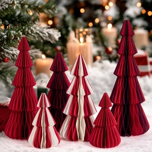 6 PCS Honeycomb Paper Christmas Tree Red White Paper Christmas Tree Decor 3D Honeycomb Trees Table Centerpiece Vintage Reusable Table Decor for Xmas Holiday Home Party Decorations 6 PCS Honeycomb Paper Christmas Tree Red White Paper Christmas Tree Decor 3D Honeycomb Trees Table Centerpiece Vintage Reusable Table Decor for Xmas Holiday Home Party Decorations